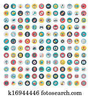 Set of vector network and social media icons. Flat icon Set of vector network and social media icons. Flat icon