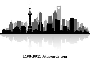 Shanghai China city skyline silhouette Shanghai China city skyline silhouette
