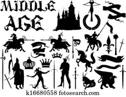 silhouettes and icons on the medieval theme silhouettes and icons on the medieval theme