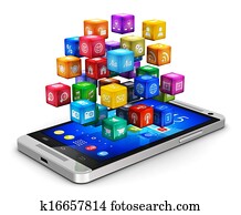 Smartphone with cloud of icons Smartphone with cloud of icons