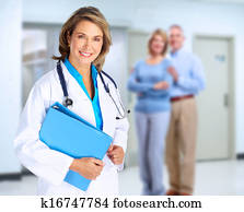 Smiling medical doctor woman and family.