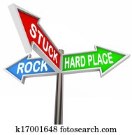 Stuck Between Rock Hard Place 3 Arrow Road Signs