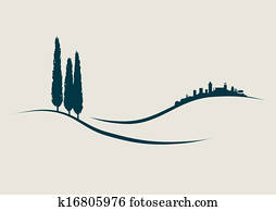 stylized Illustration showing San Gimignano in Tuscany Italy stylized Illustration showing San Gimignano in Tuscany Italy
