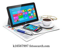 tablette, edv, und, geschäft wendet