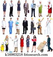 trabajadores, gente, set.