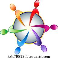 trabajo en equipo, comunidad, logotipo