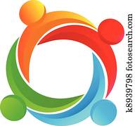 trabajo en equipo, diverso, logotipo