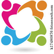 trabajo en equipo, swoosh, gente, logotipo, vector