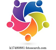 trabajo en equipo, unión, gente, logotipo, vector