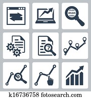 Vector data analysis icons set Vector data analysis icons set