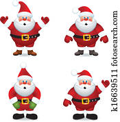 vector, santa claus, set