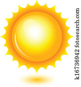 vektor, abbildung, von, glänzend, sonne