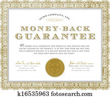 vektor, penge, tilbage, garanti, certifikat