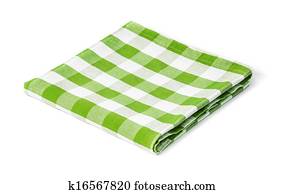 verde, piquenique, toalha de mesa, isolado