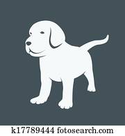 vetorial, imagem, de, um, labrador, filhotes cachorro