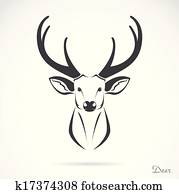 vetorial, imagem, de, um, veado, cabeça