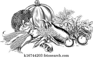 Vintage retro woodcut vegetables Vintage retro woodcut vegetables