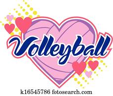 voleibol, com, corações