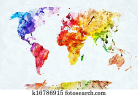 Watercolor world map Watercolor world map