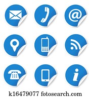 Web Contact Icons On Blue Labels Web Contact Icons On Blue Labels