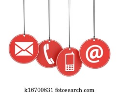 Web Contact Us Icons On Red Tags
