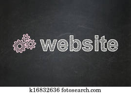 Web development concept: Gears and Website on chalkboard background Web development concept: Gears and Website on chalkboard background