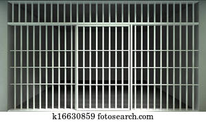 White Bar Jail Cell Front Locked