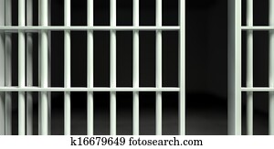 White Bar Jail Cell Front Unlocked