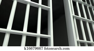 White Bar Jail Cell Perspective Unlocked