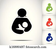 woman holding her baby icon set