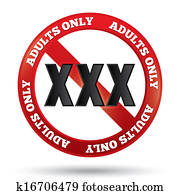 XXX adults only content sign.  Button.