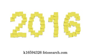 Yellow memo notes illustrating 2016