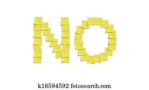 Yellow memo notes illustrating NO Yellow memo notes illustrating NO