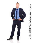 zakendirecteur, staand, op wit, achtergrond