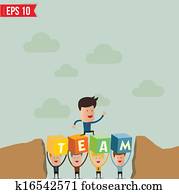 zakenmens, sprong, op, de, heuvel, -, vector, illustratie, -, eps10