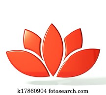 אדום, פרח של לוטוס, 3d, דמות