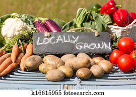 אורגני, ירקות, ב, a, עמוד, ב, a, שוק של חקלאים