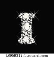 אני, מכתב, עם, יהלומים, bling, bling