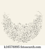 בציר, הסגר, של, ענב, vines.