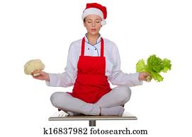 ה, meditator, בשל, עם, ירקות