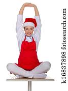 טבח, עם, ידיים עבורות, מעל, שלו, הובל