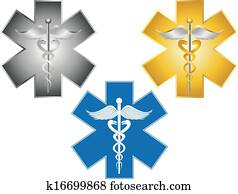 ככב, של, חיים, כאדאכיאס, סמל רפואי, דוגמה