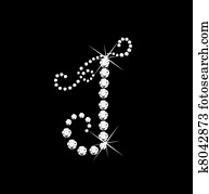 מכתב, *j*, עם, יהלומים