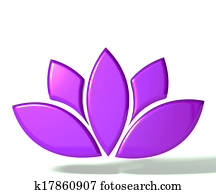 סגול, פרח של לוטוס, 3d, דמות