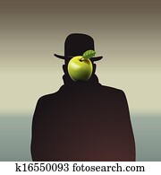 צללית, של, איש, עם, צפה, אפל