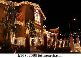 קשט, דיר, עם, אורות של חג ההמולד