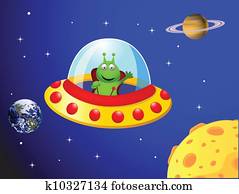 Alien in the space ship Alien in the space ship