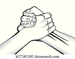 aperto mão, dois, mãos masculinas