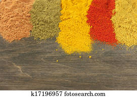 Assorted powder spices