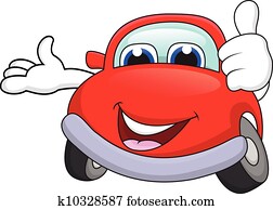automobilen, cartoon, karakter, hos, tommelfinger oppe
